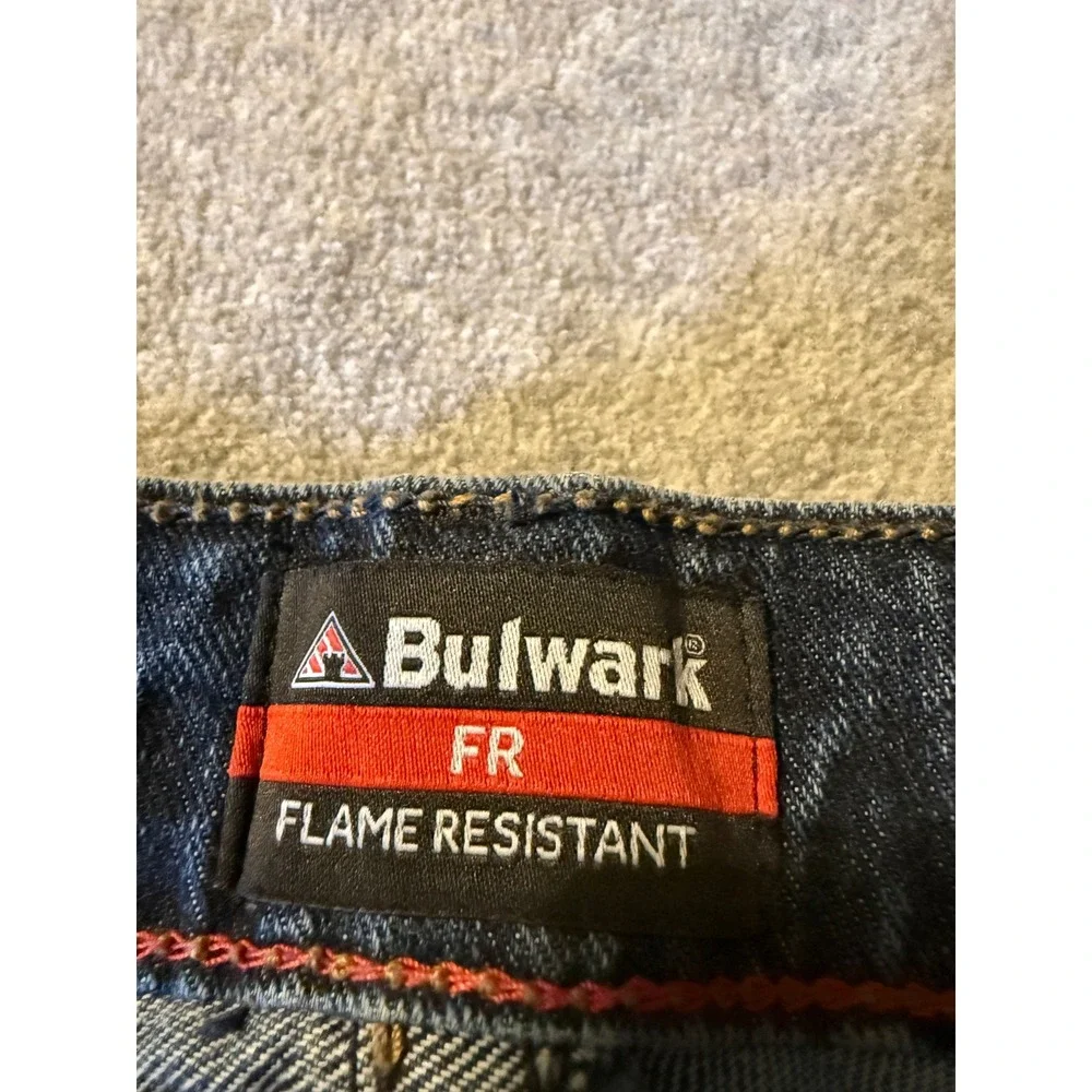 Bulwark FR Flame Resistant Mens Jeans 34x34 Dark Wash Straight Leg PSJ2SD2 Blue